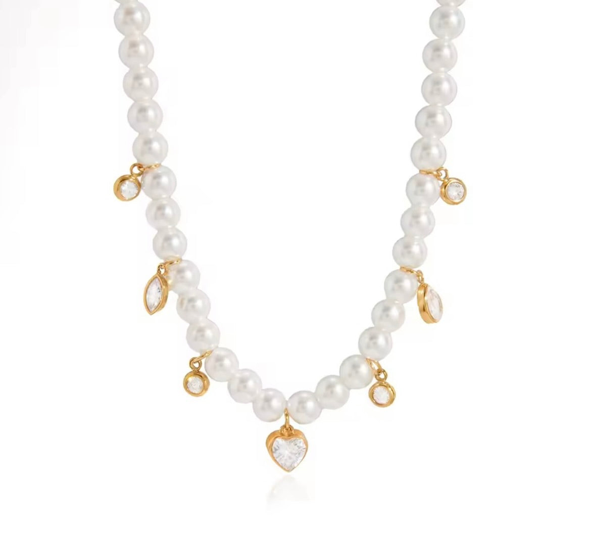 Ashley Pearl Charm Necklace