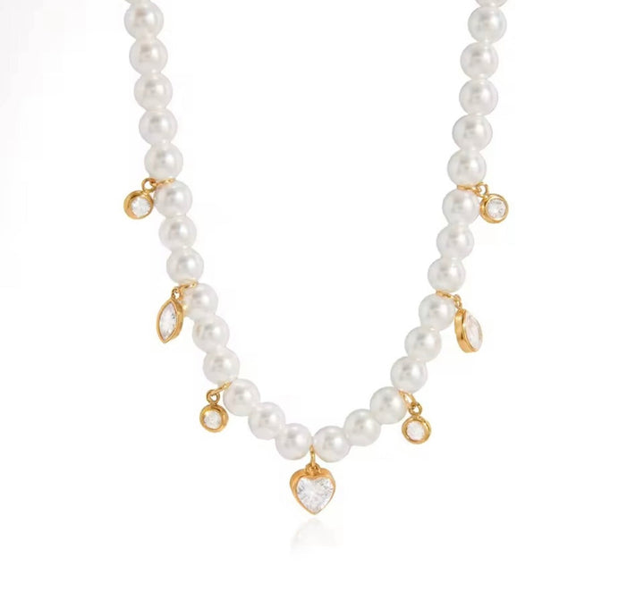 Ashley Pearl Charm Necklace