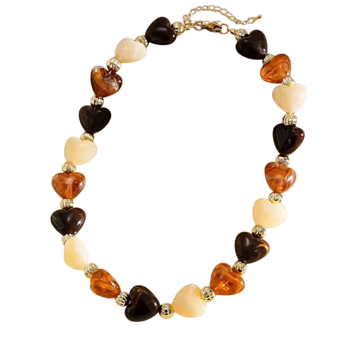 Amber Beaded Heart Necklace