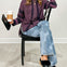 Two Tone Striped Sleeve Hooded Sweater