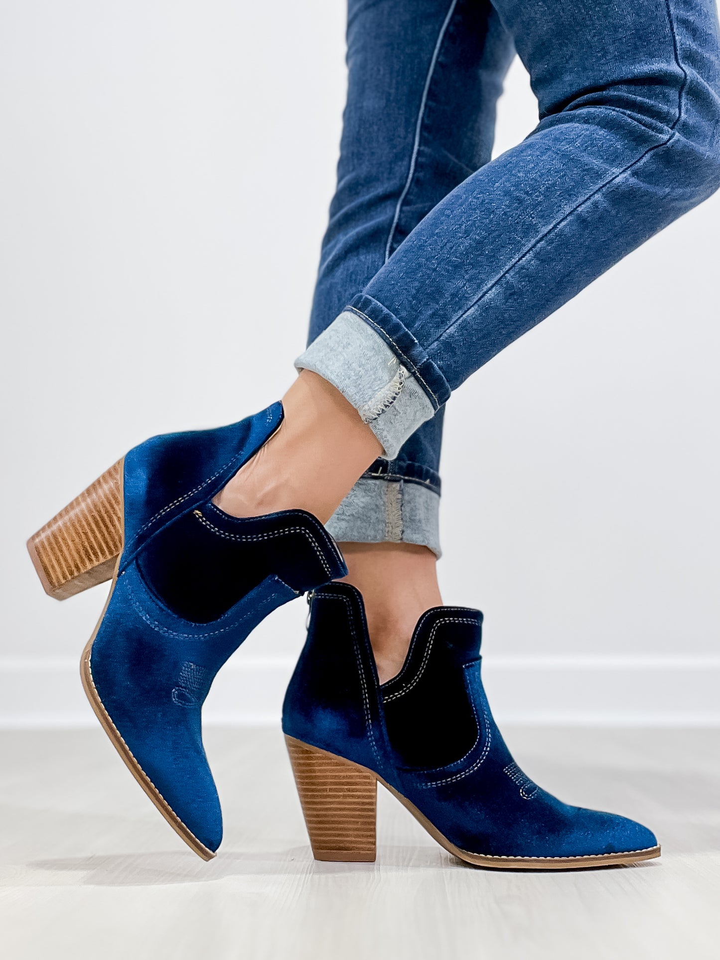 Corkys Smoke Show Western Booties in Teal Velvet