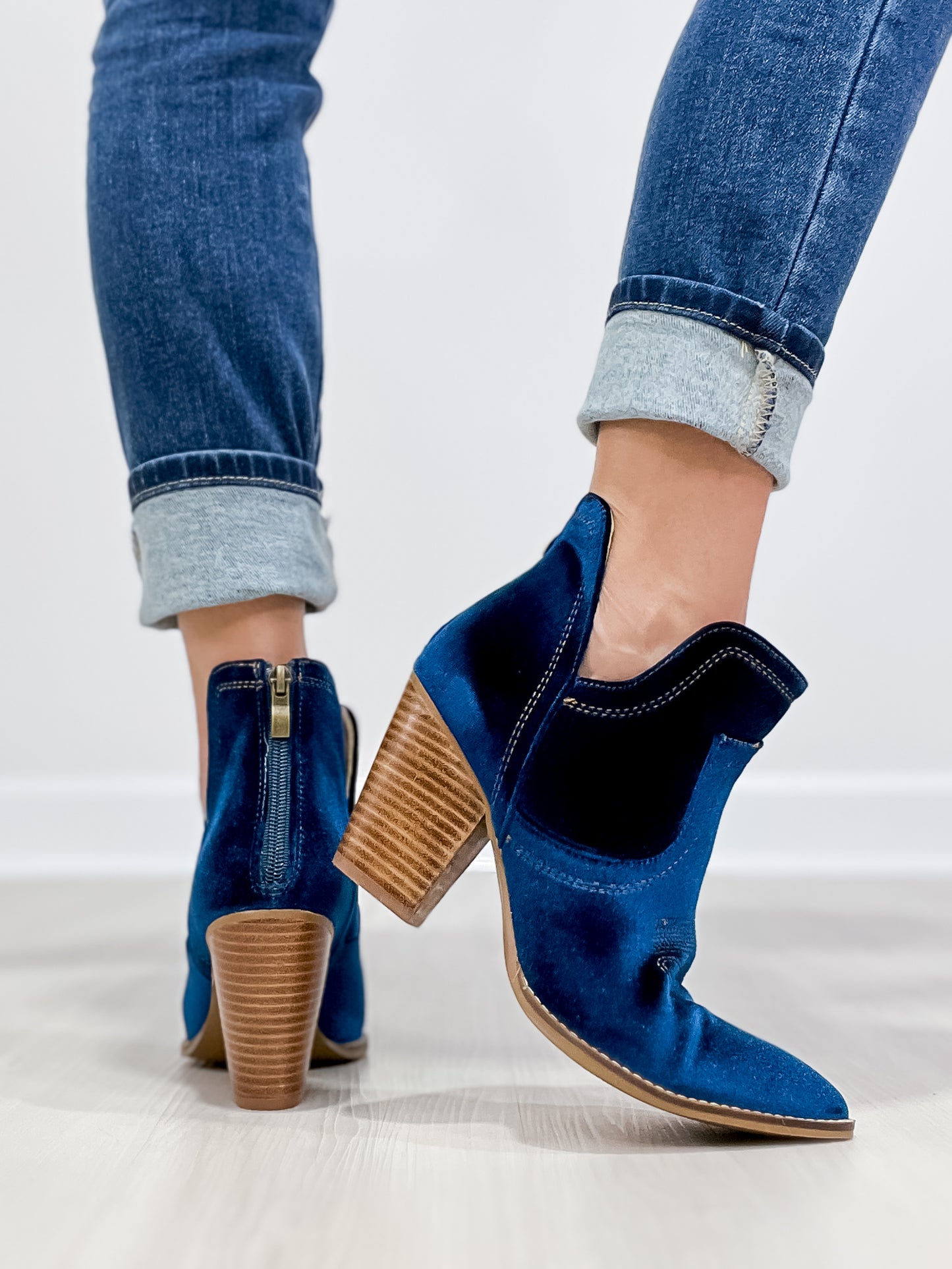 Corkys Smoke Show Western Booties in Teal Velvet