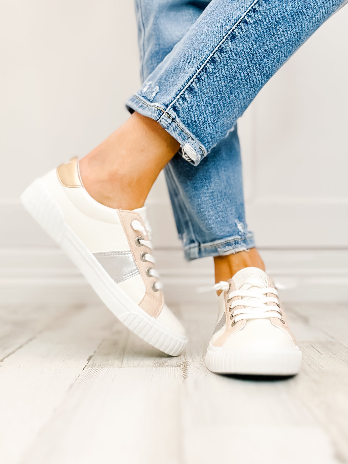 Blowfish Wave Tennis Shoes in Off White Cream Silver Gold Emma Lou s Boutique