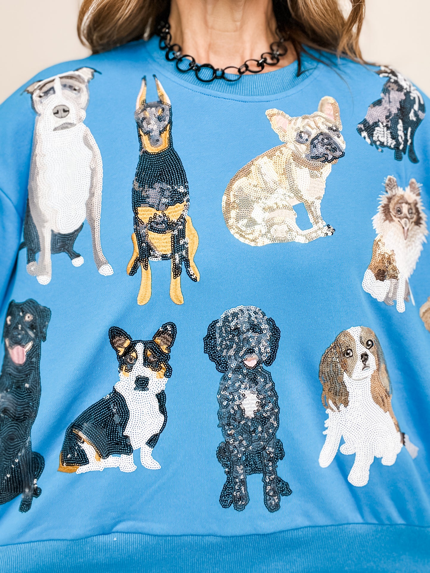 Queen of Sparkles Blue Dog All Over Sweatshirt