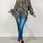 Leopard Print Tunic Top with Long Bubble Sleeves