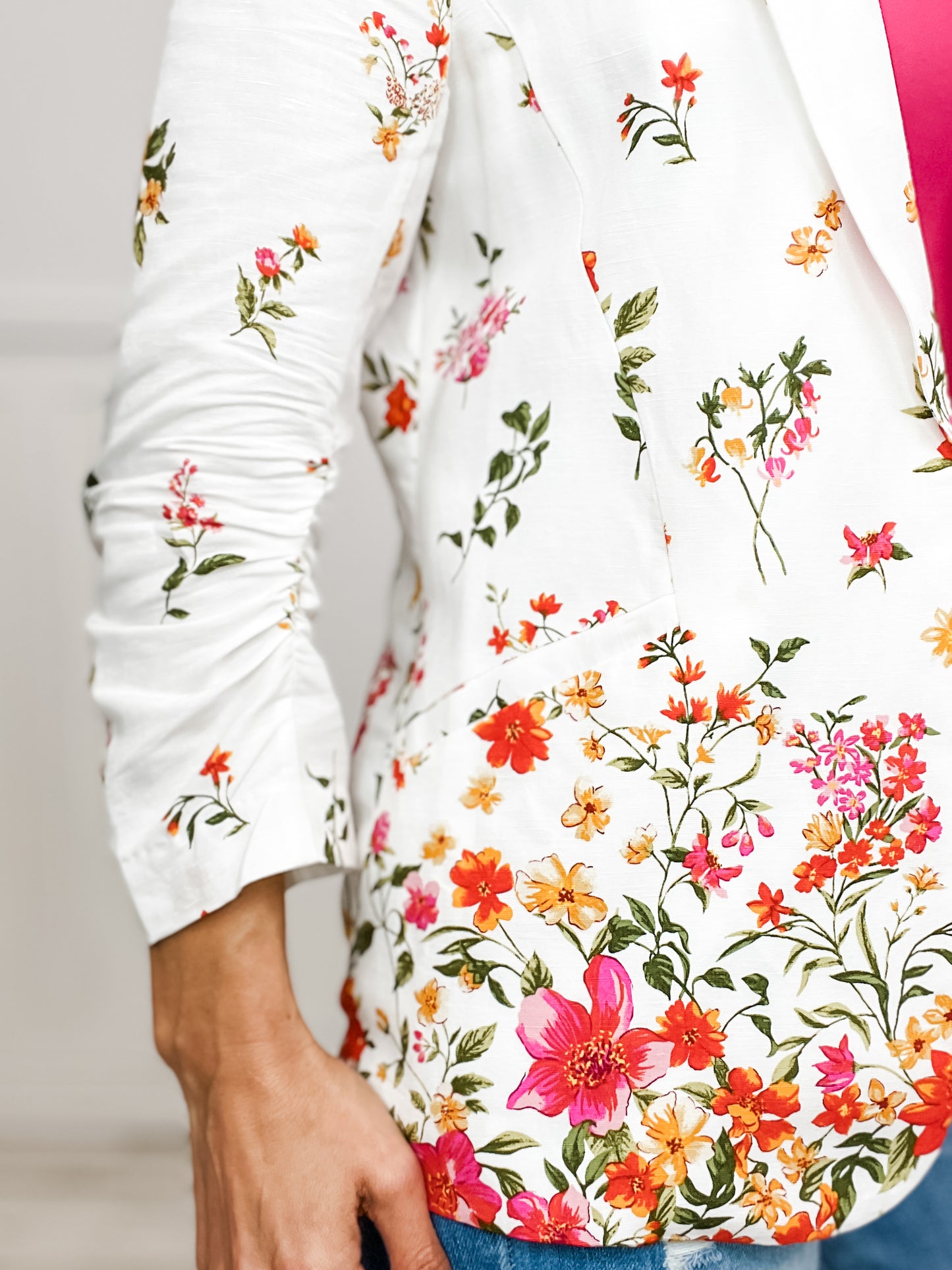 Sweet Like Sunday Mornings Floral Border Printer Blazer