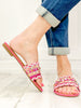 Vintage Bohemia Beach Flat Sandals in Hot Pink Multi Metallic