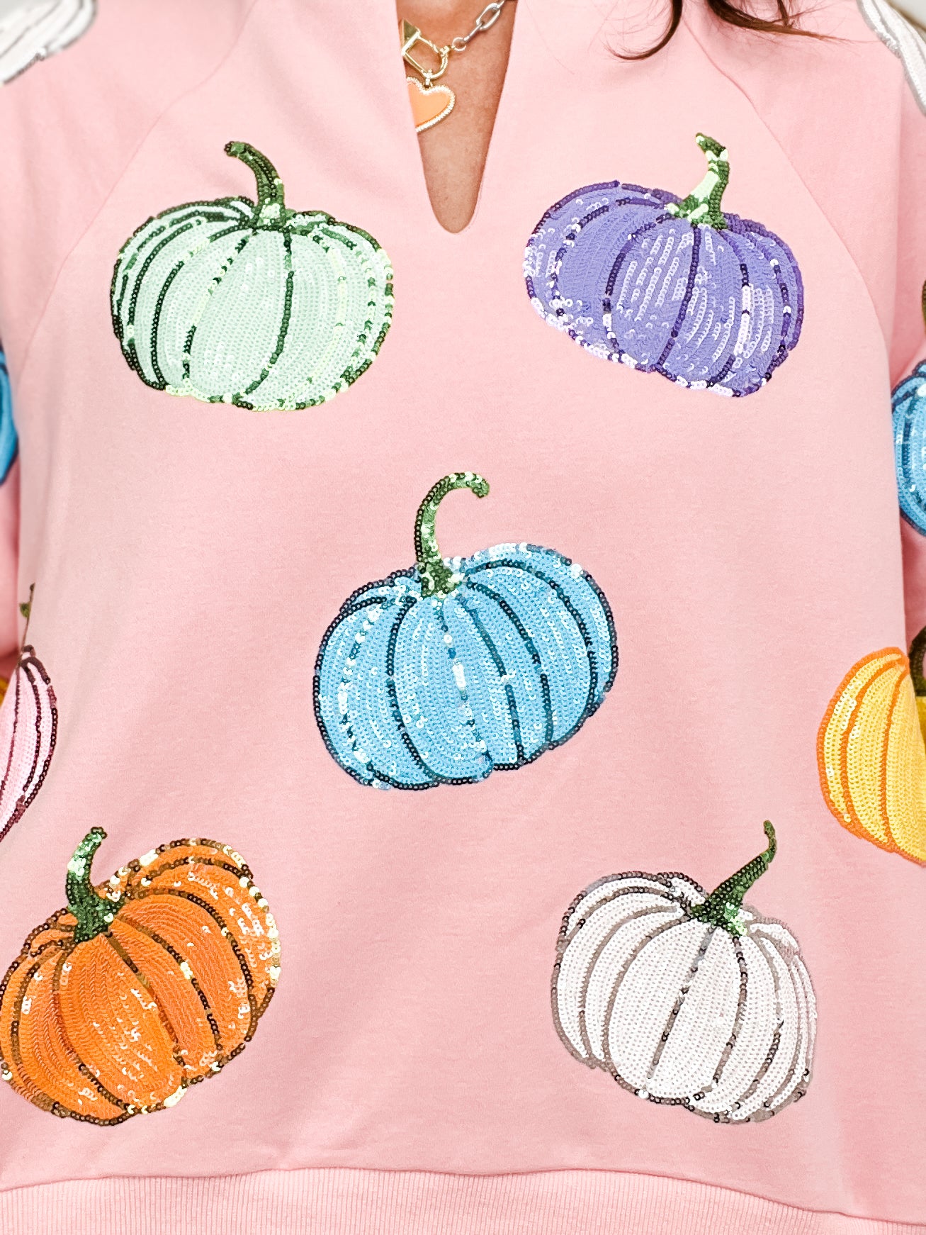 Queen of Sparkles Light Pink Multi Pumpkin Sweatshirt