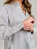 Pinstripe Pattern Collared Long Sleeve Shirt