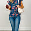 Mineral Wash Floral Ruffled Flutter Sleeve Top
