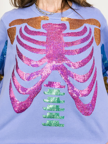 Queen of Sparkles Purple Multi Skelton Sweatshirt