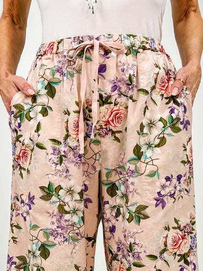 Ruffle Hem Midi Bloomer Pants with Drawstring Waist