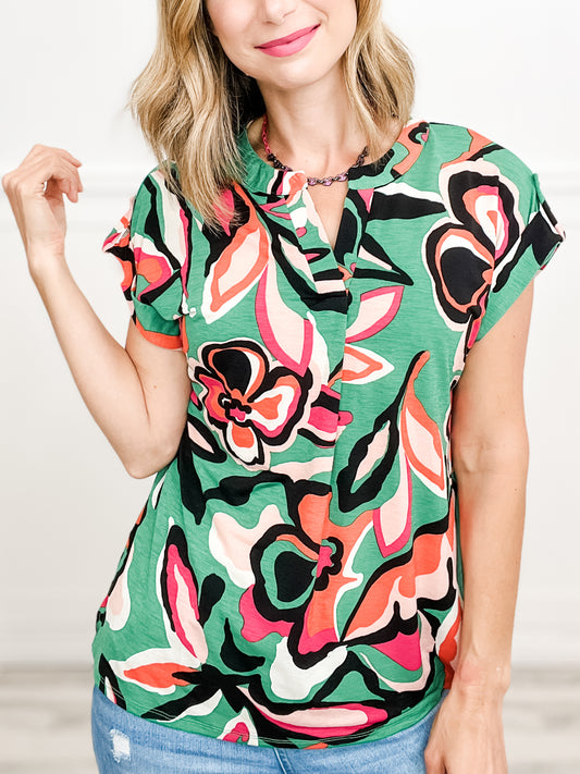 Floral Stand Out Lizzy Dolman Short Sleeve Top