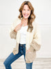 Long Sleeve Solid Knit Open Front Color Block Cardigan