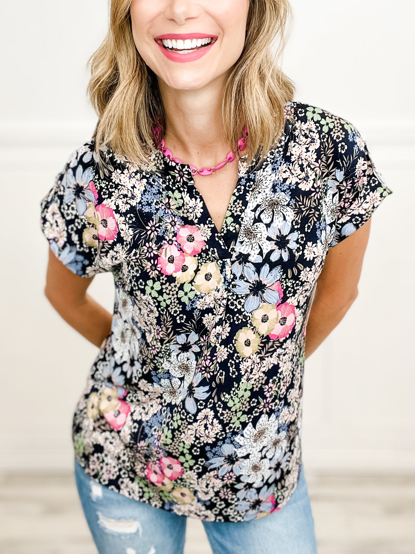 Flower Frenzy Lizzy Dolman Short Sleeve Top