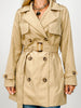 Nylon Like Midi Trench Coat With Belt