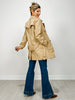 Nylon Like Midi Trench Coat With Belt