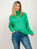 Solid High Neck Long Sleeve Loose Fit Knit Sweater