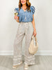 Vintage Striped Print Wide Leg Pants