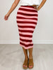 Vibrant Color Striped Midi Skirt