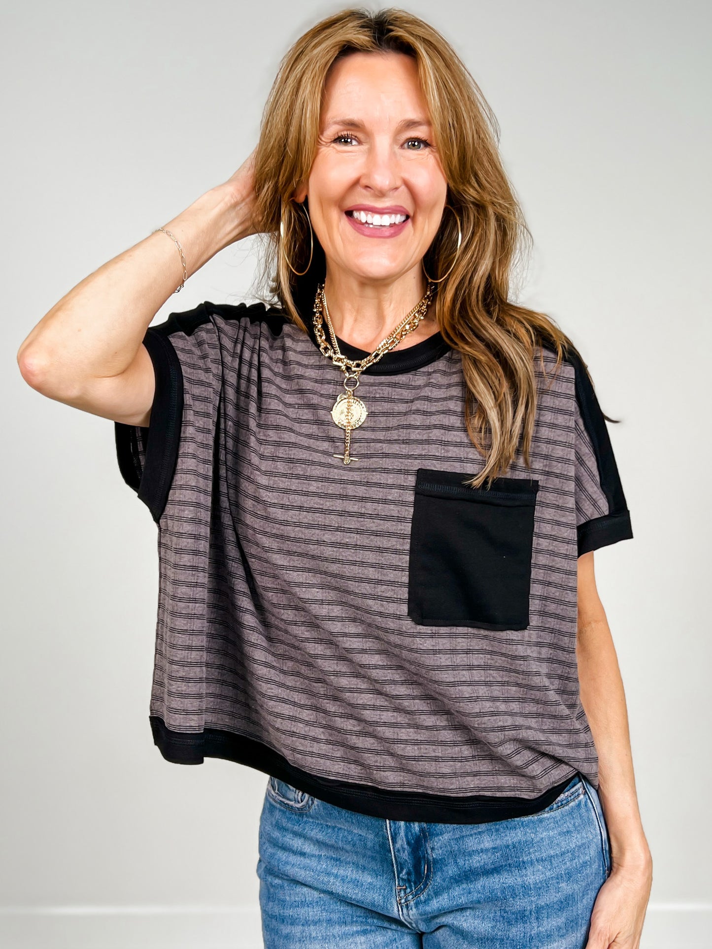 Dolman Sleeve Textured Knit Casual Top
