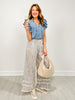 Vintage Striped Print Wide Leg Pants