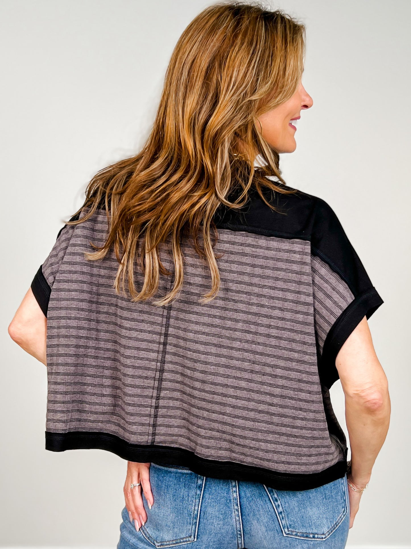 Dolman Sleeve Textured Knit Casual Top