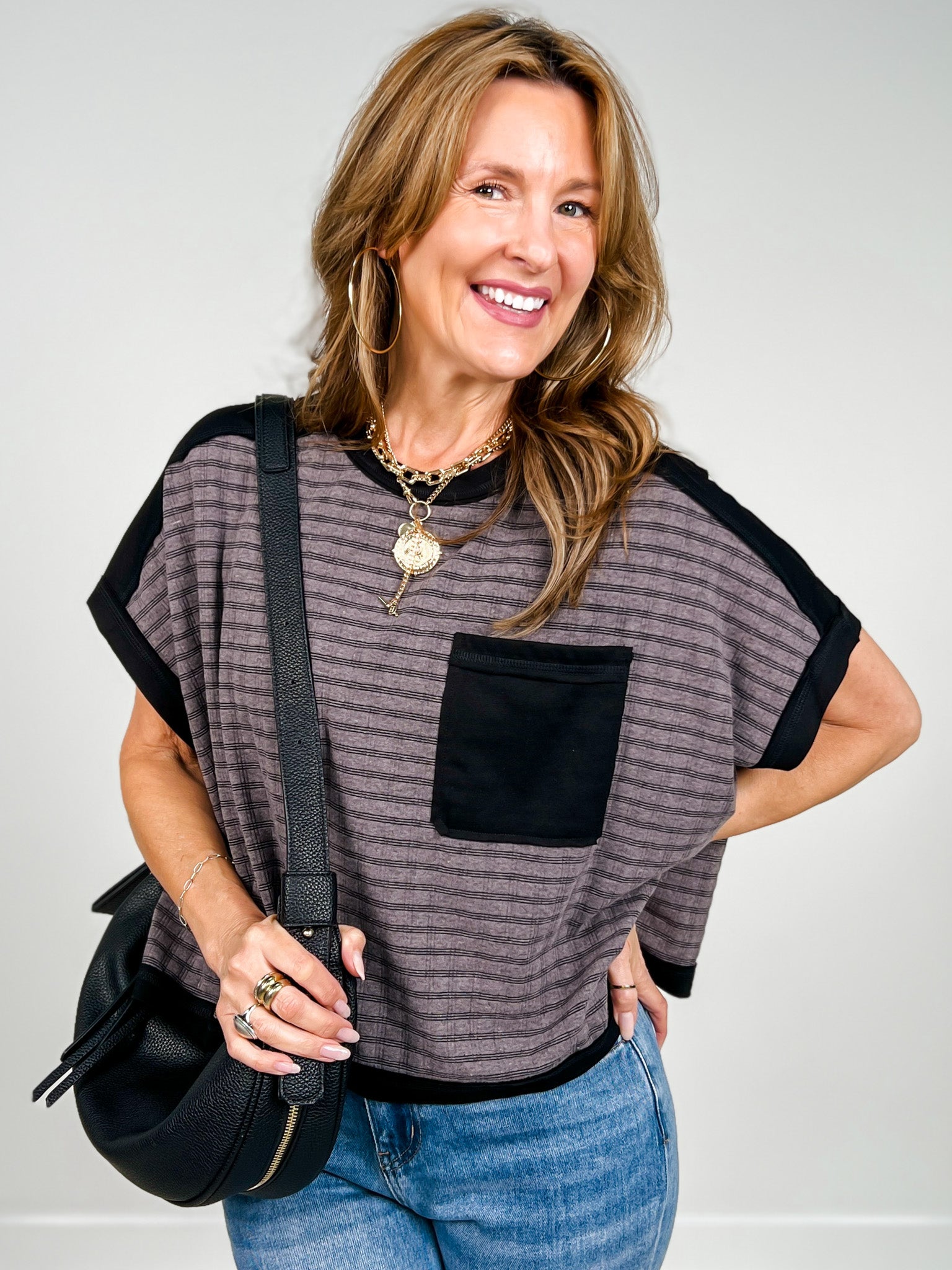 Dolman Sleeve Textured Knit Casual Top