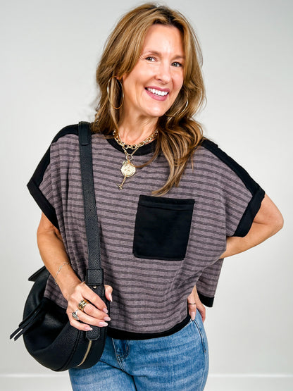 Dolman Sleeve Textured Knit Casual Top