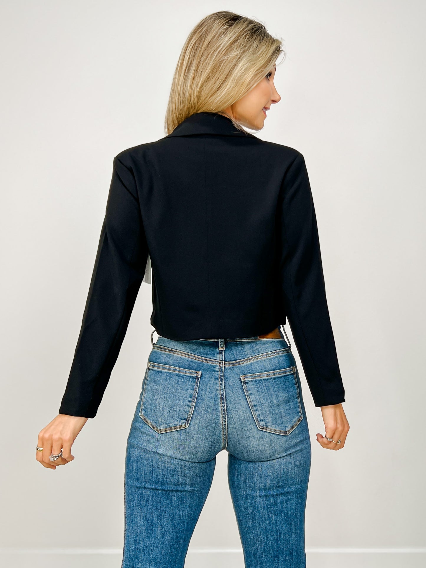 One Button Crepe Blazer With Lining
