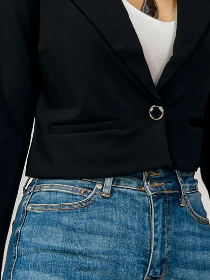 One Button Crepe Blazer With Lining