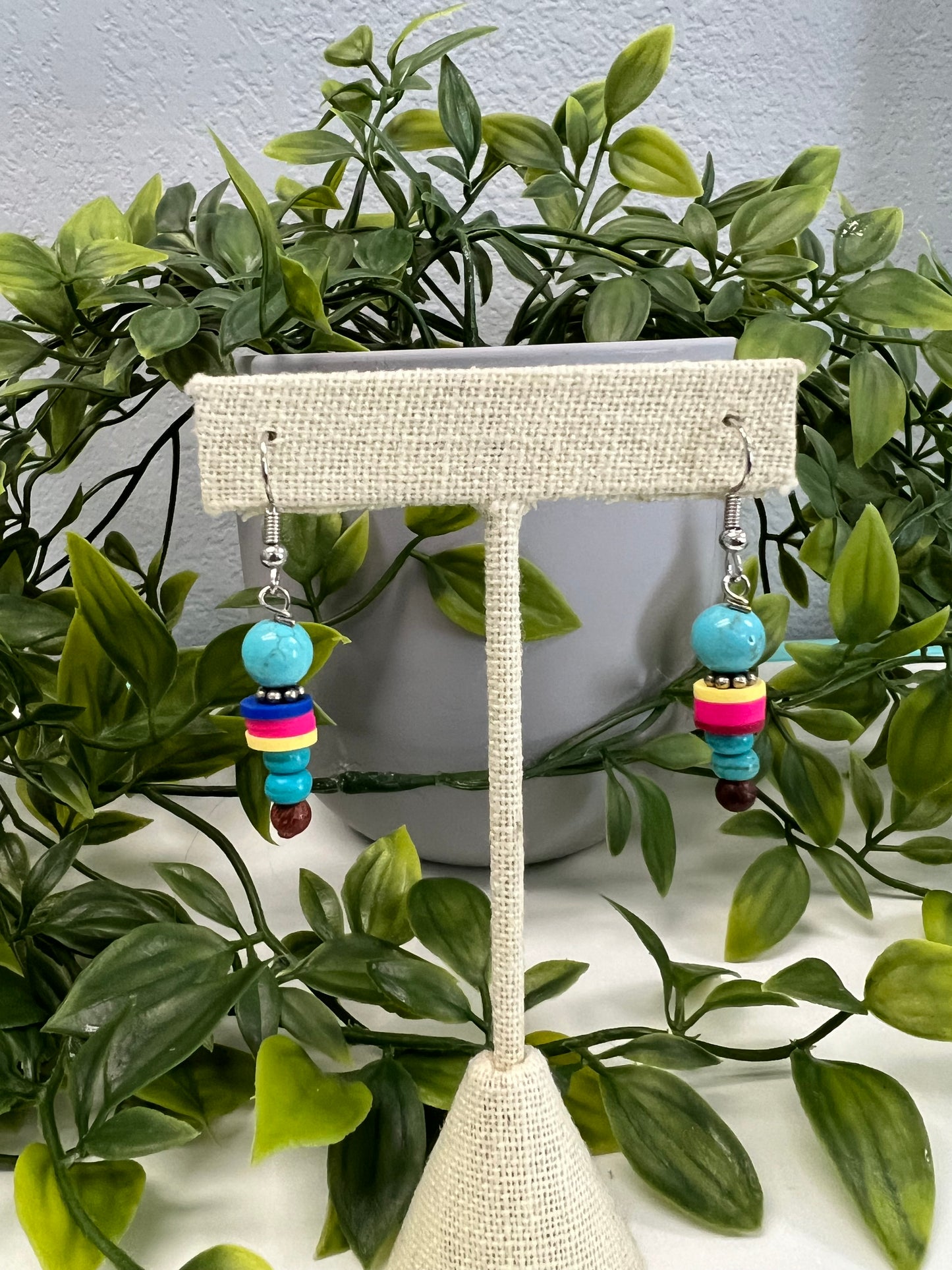 Turquoise Colorful Bead Hook Earring