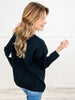 Long Sleeve Solid Knit V-Neckline Sweater with Side Slits and Hi-Lo Hem