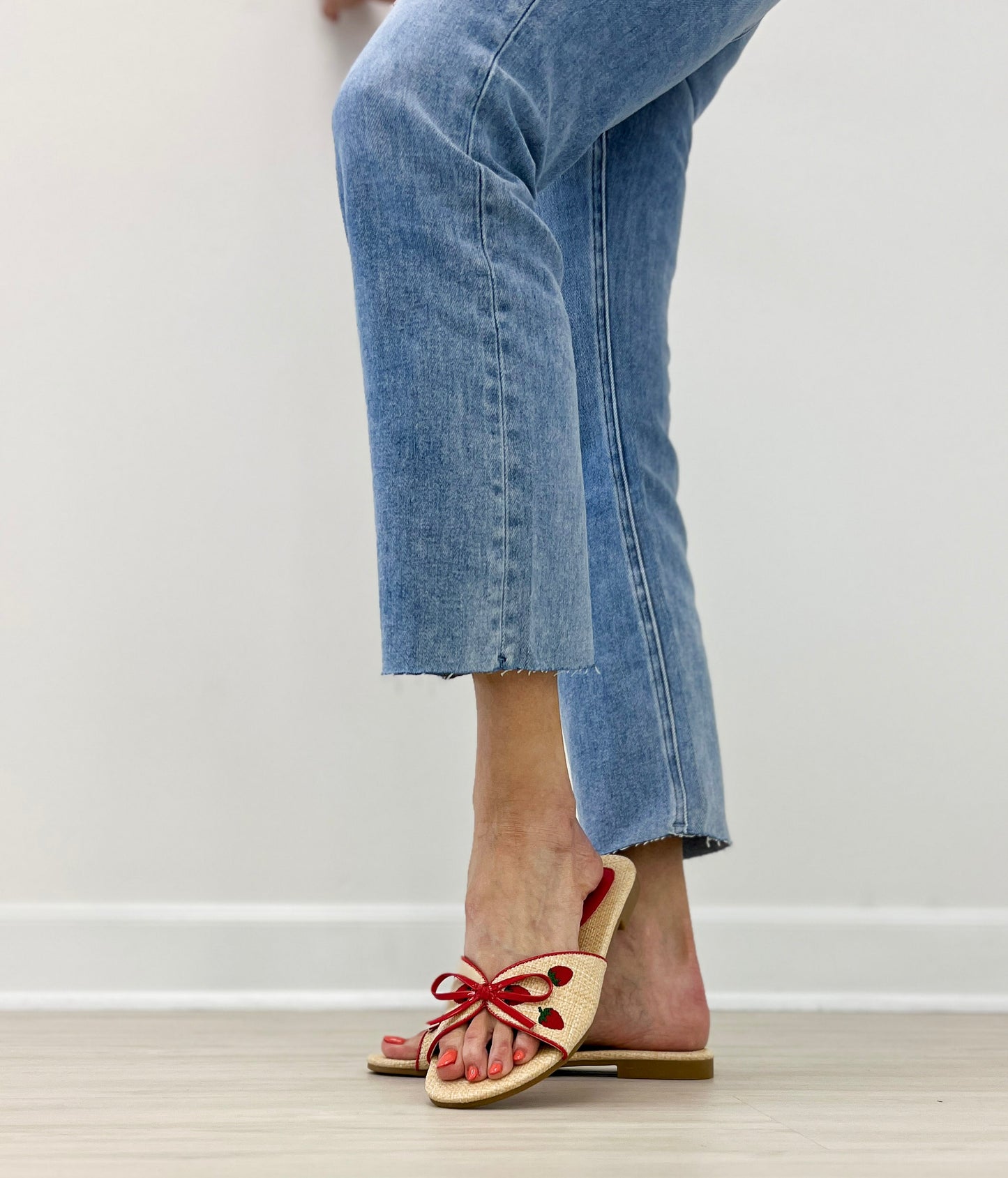 Strawberry Print Slide Sandals