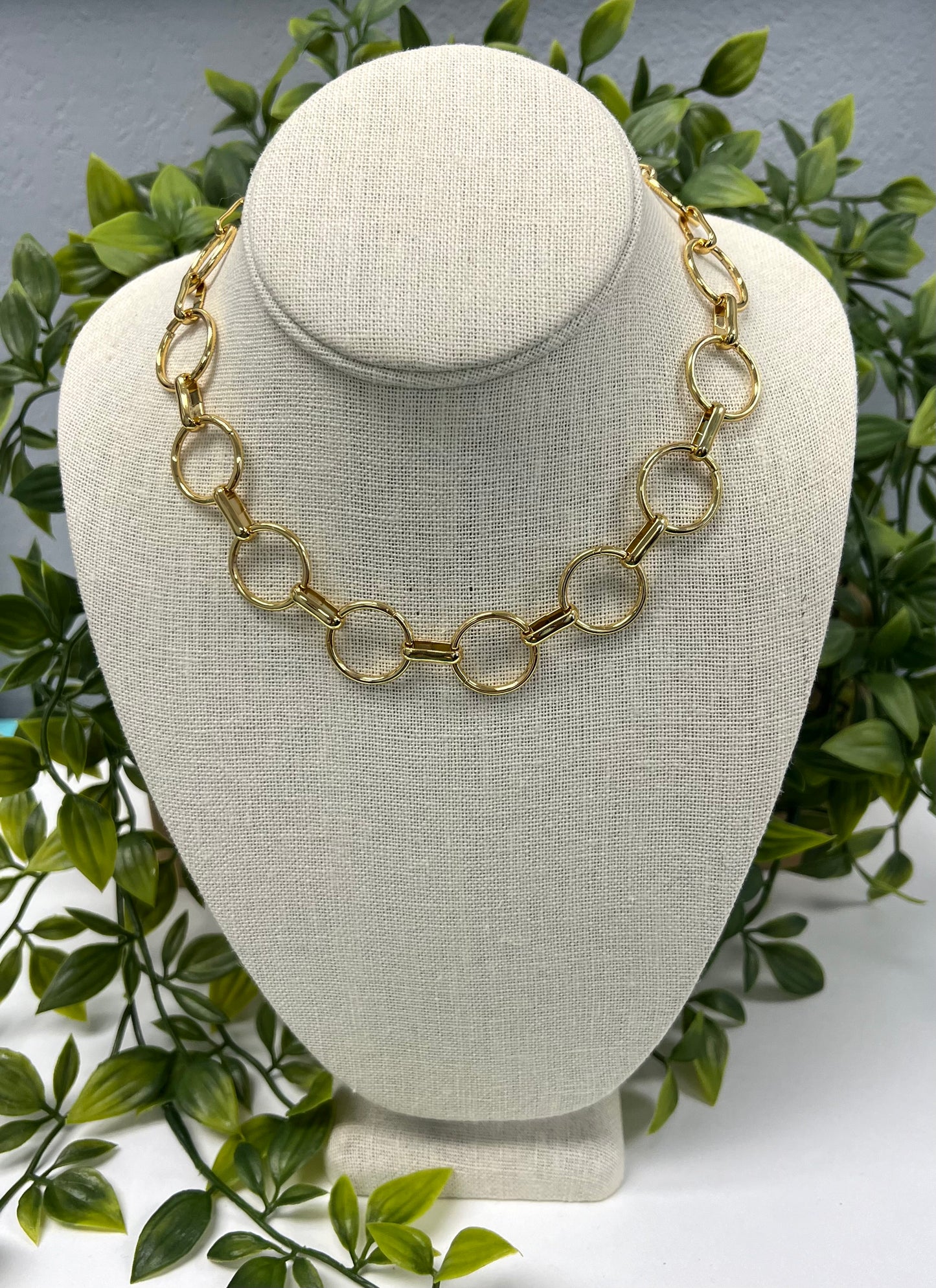 String of Circles Gold Necklace