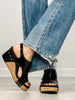 Corkys Carley Wedges in BLACK CRINKLE PATENT
