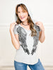 V-Neck Short Sleeve Hooded Top with Wing Design