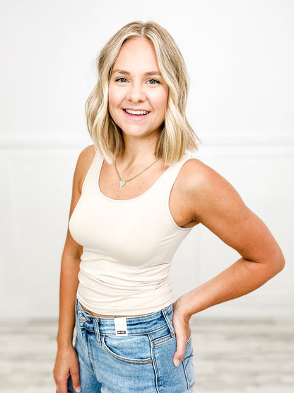 Reversible Double Sided Plain Jersey Tank Top in Shorter Length