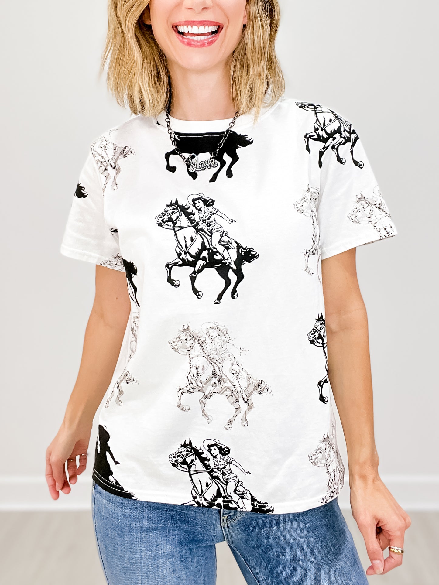 Cowgirl Graphic Cotton Jersey Top