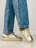 Corkys Friend Zone Tennis Shoes in GOLD CRINKLE METALLIC