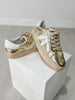 Corkys Friend Zone Tennis Shoes in GOLD CRINKLE METALLIC