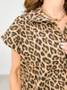 Leopard Print Cuff Band Mini Dress with Pockets