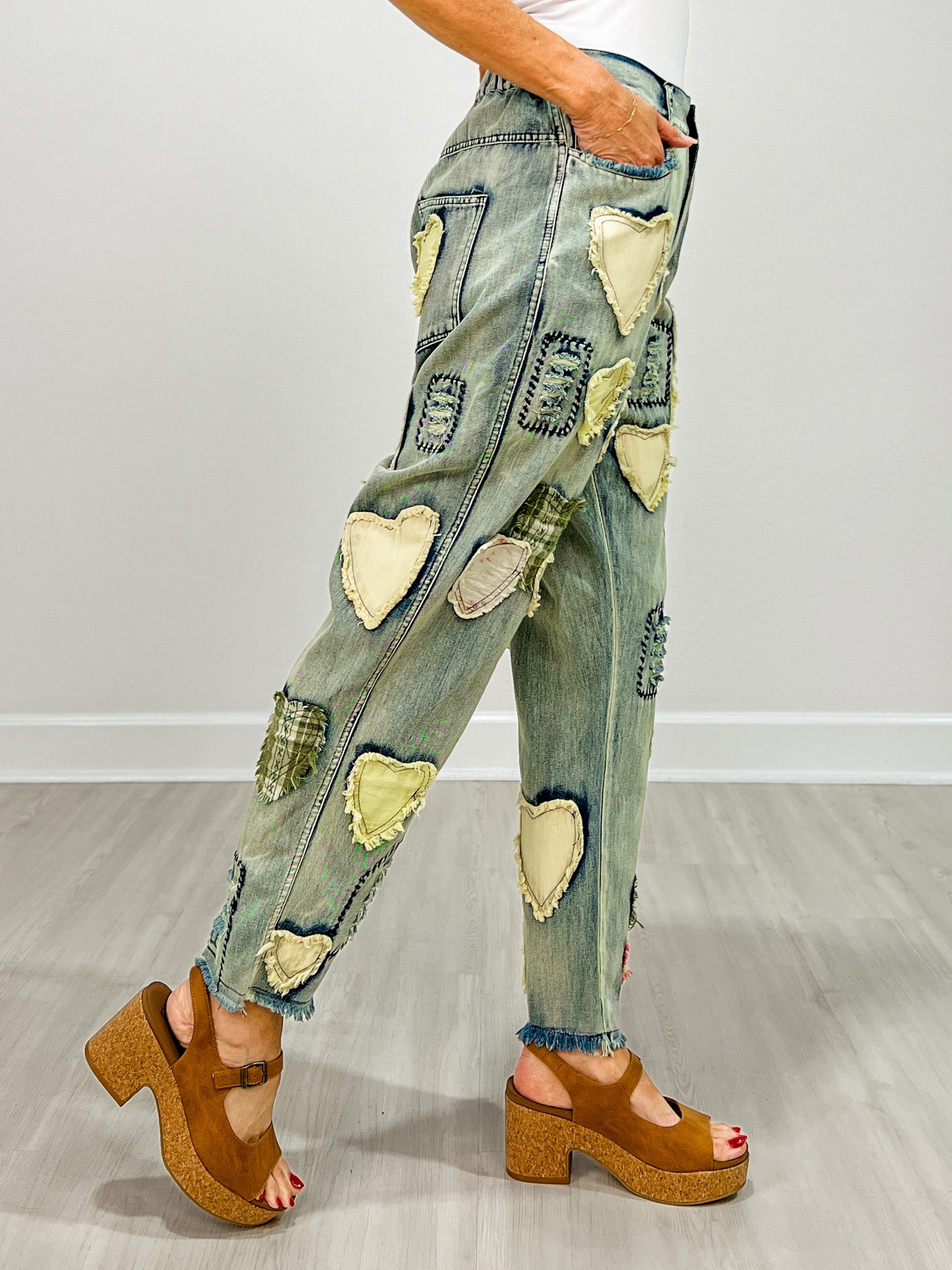Patchwork Washed Boyfriend Jeans