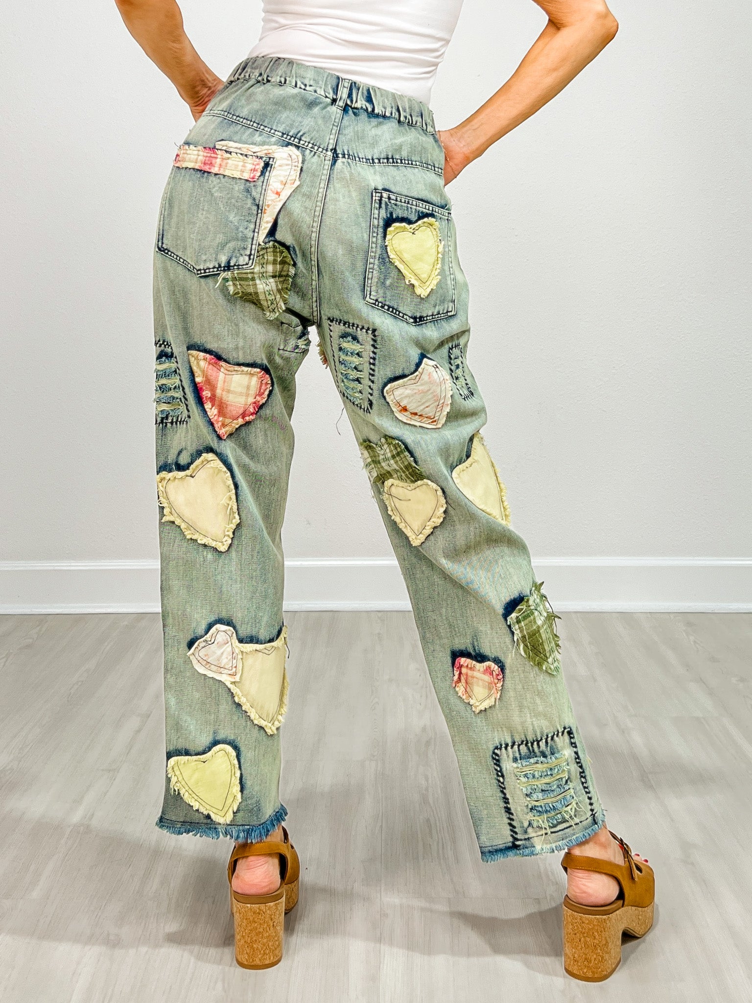 Patchwork Washed Boyfriend Jeans