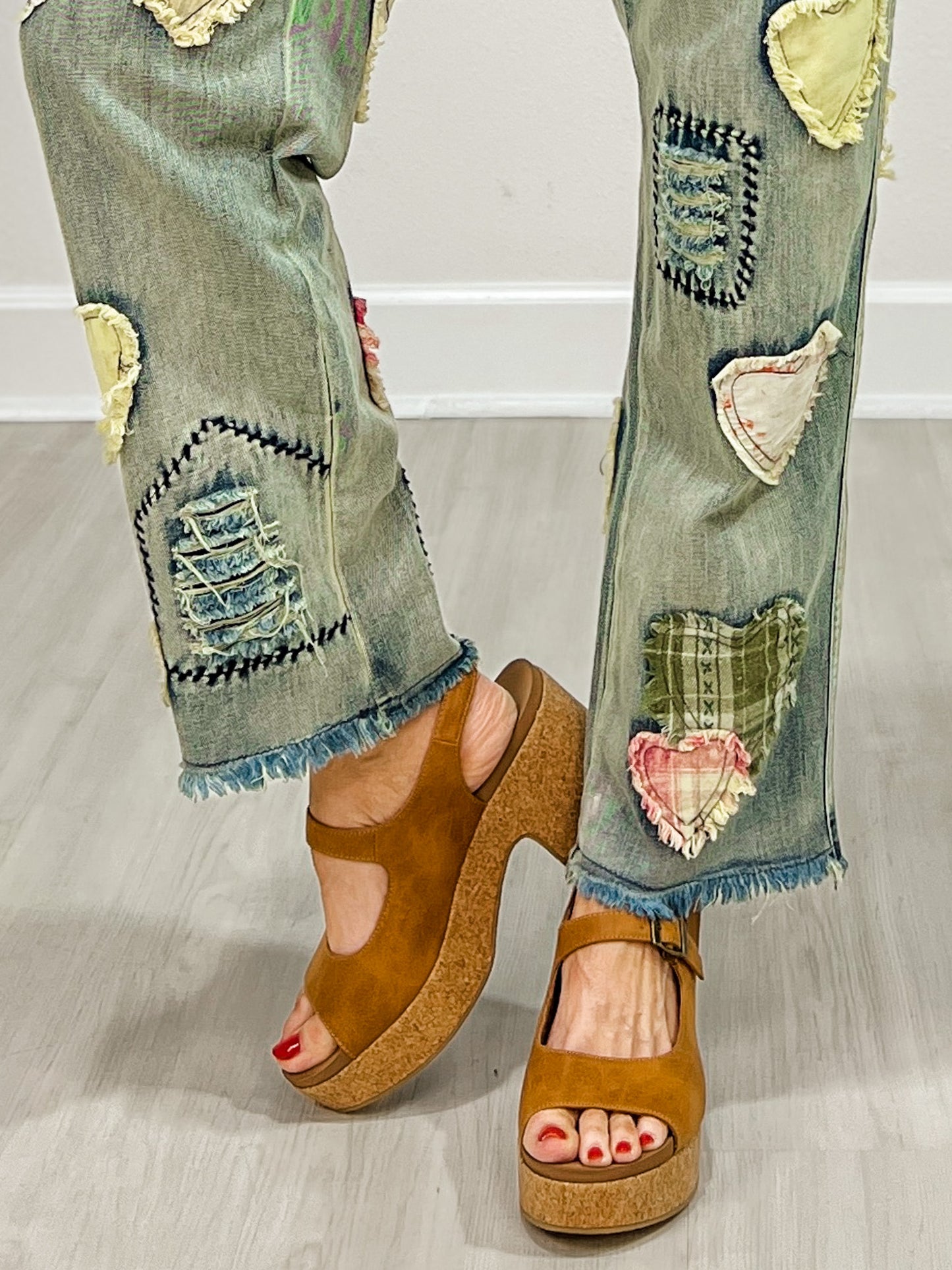 Patchwork Washed Boyfriend Jeans