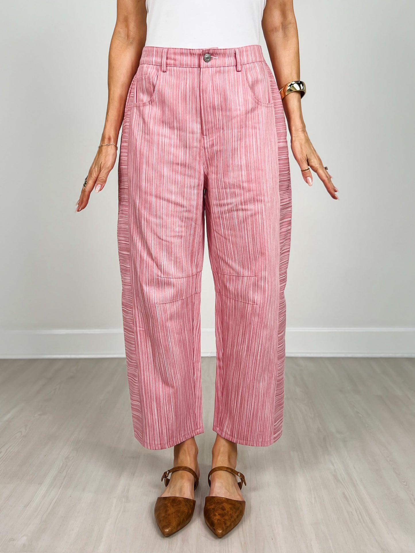Vertical Striped Washed Twill Pants