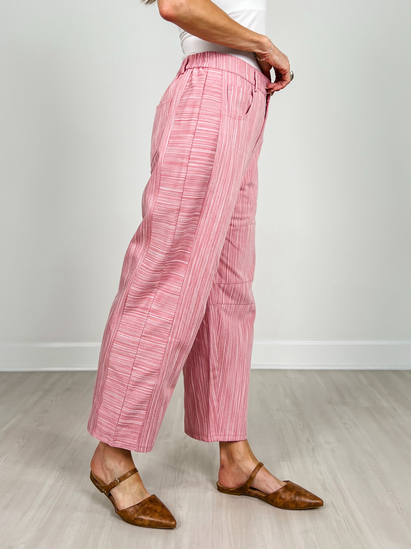 Vertical Striped Washed Twill Pants