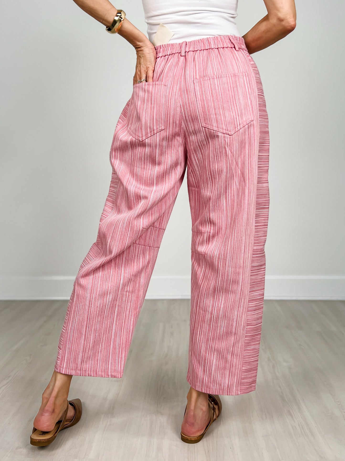 Vertical Striped Washed Twill Pants