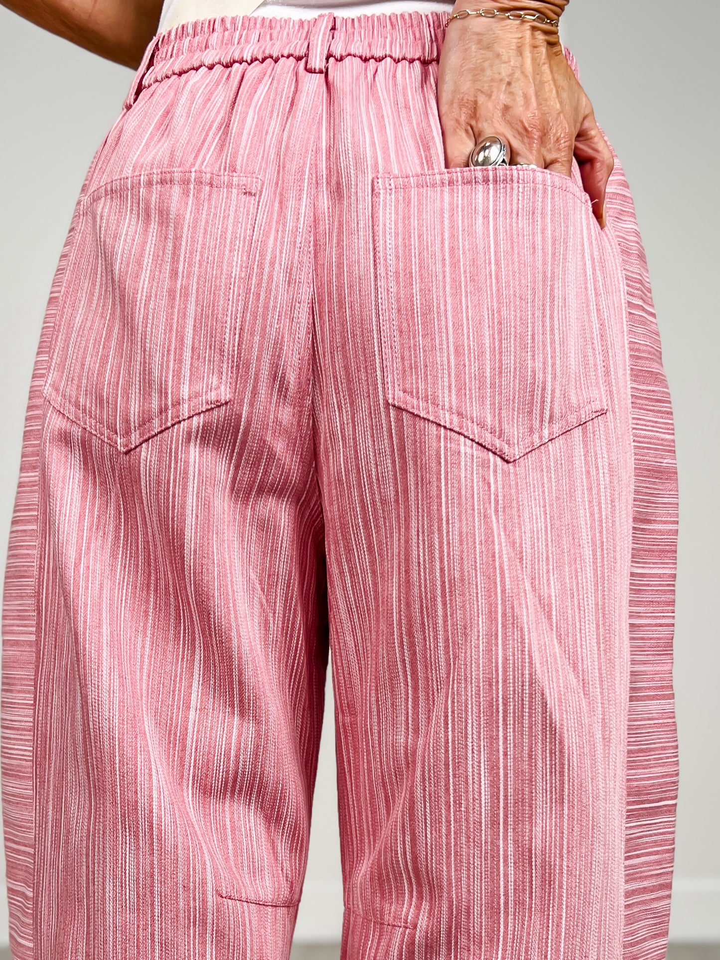 Vertical Striped Washed Twill Pants
