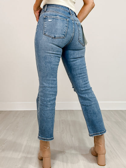 Risen JUNIPER Mid-Rise Button Down Cropped Flare Jeans